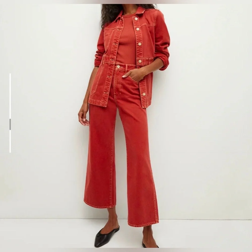 Veronica Beard Taylor Cropped Wide-Leg Jean 28 - Picture 3 of 13